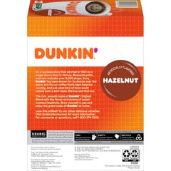 Dunkin' brewed cup of hazelnut coffee showing rich color and warm aroma