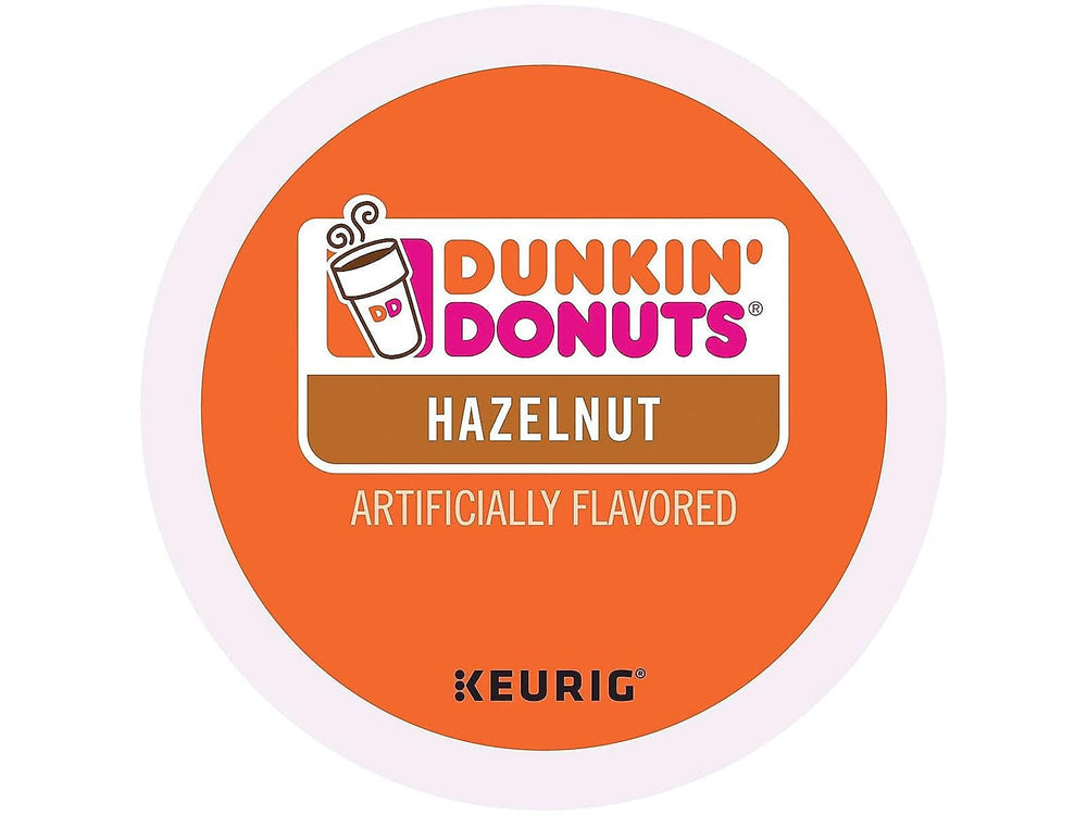 Dunkin' close-up of a single hazelnut K-Cup pod highlighting seal freshness