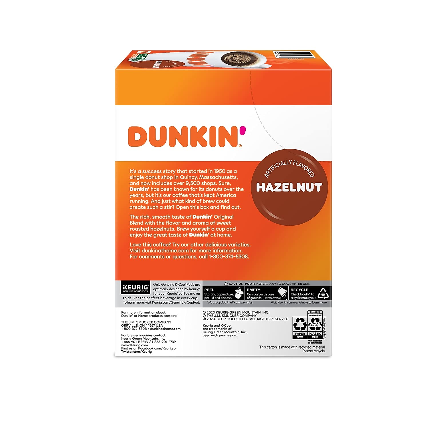 Dunkin' pod label detail showing flavor and medium roast information
