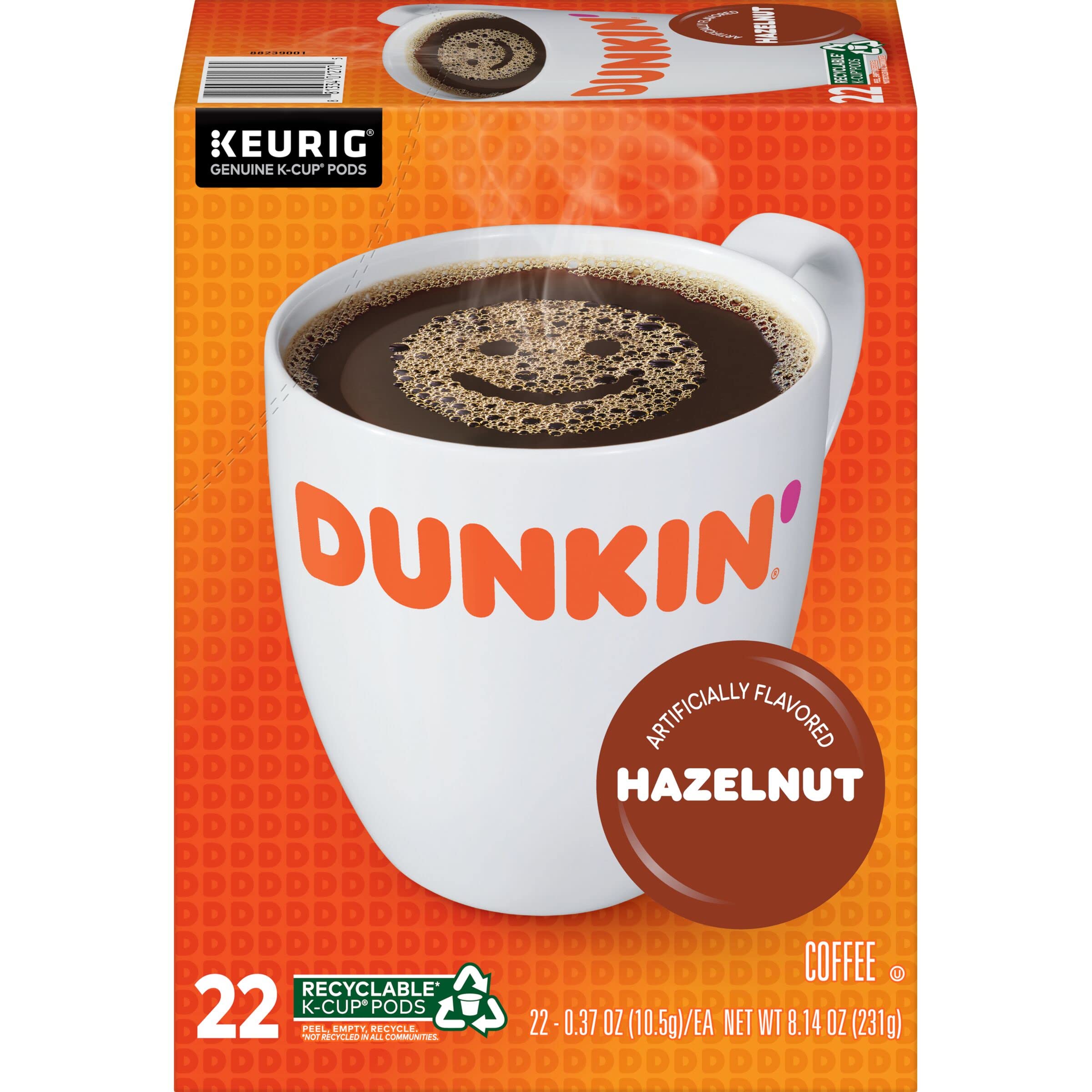 Dunkin' close-up of a K-Cup pod lid highlighting easy single-serve brewing