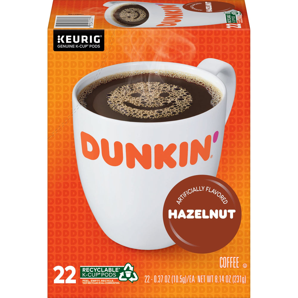 Dunkin' close-up of a K-Cup pod lid highlighting easy single-serve brewing