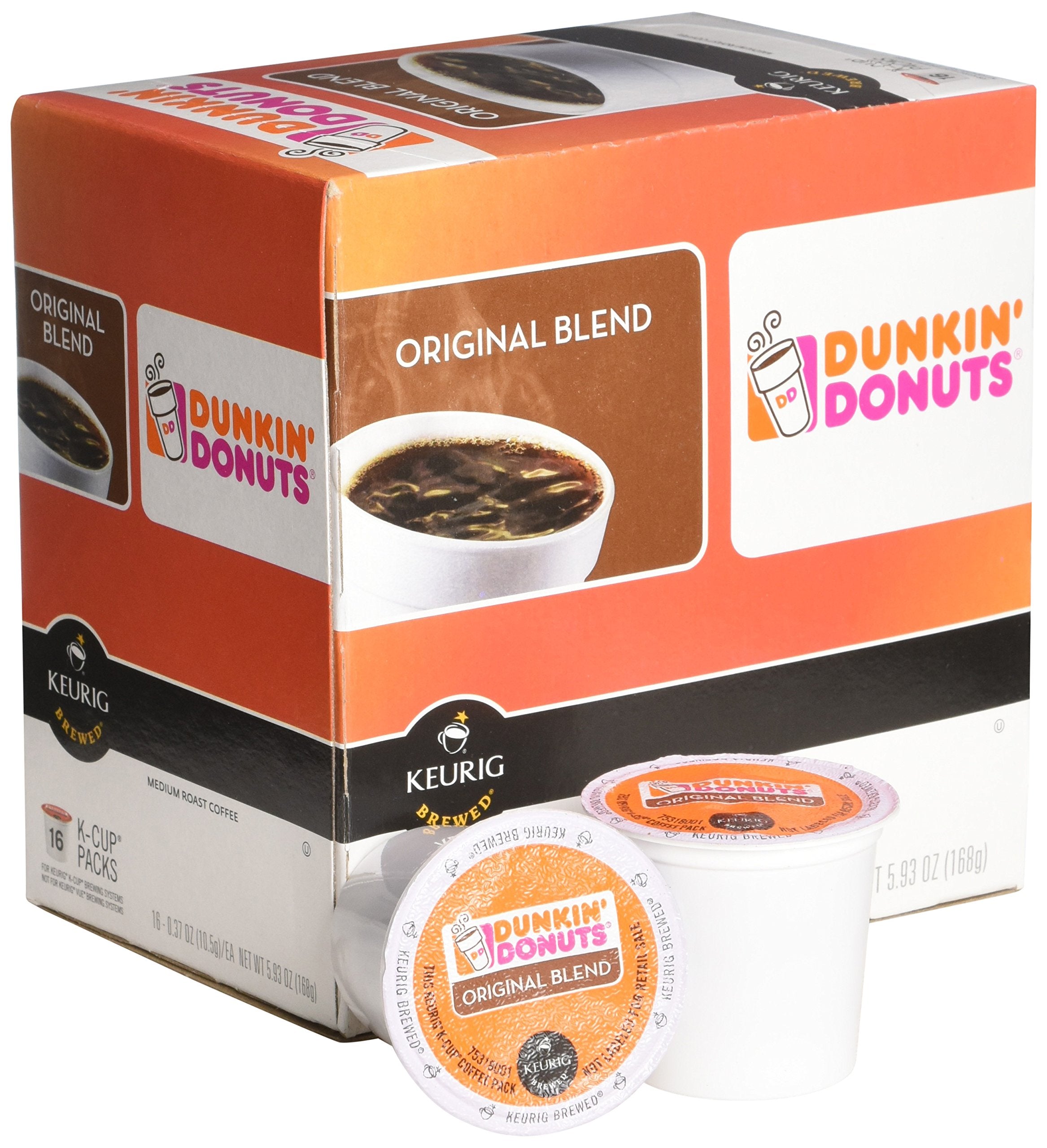 Dunkin' K-Cup lid close-up demonstrating sealed freshness and easy use