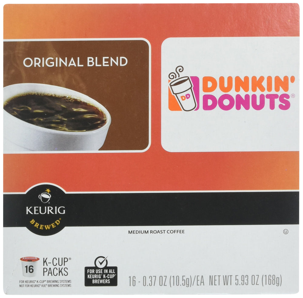 Brewed Dunkin' coffee poured from Keurig showing flavor and quick serving