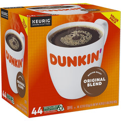 Dunkin' K-Cup close-up of top label highlighting freshness and convenience