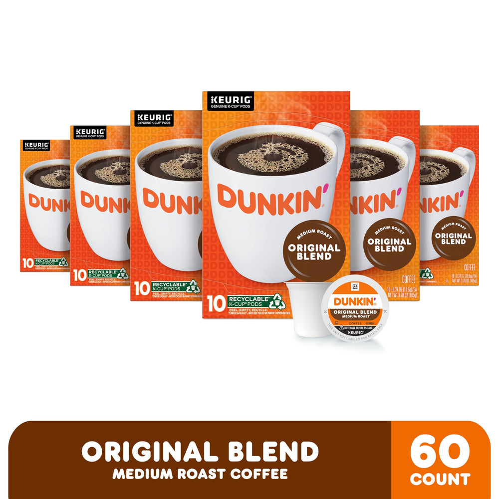 Close-up of a Dunkin' K-Cup pod highlighting the sealed lid and roast information for freshness