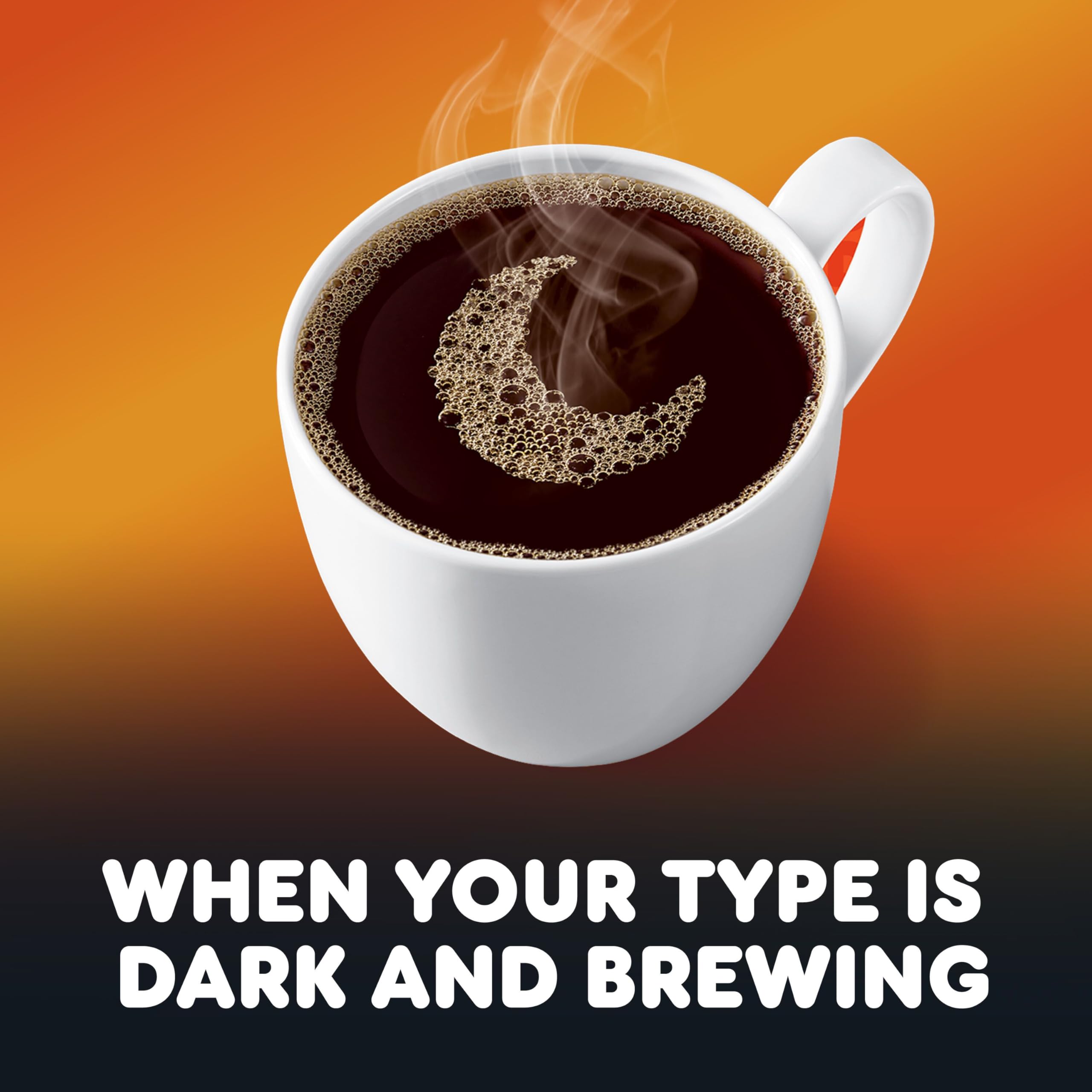 Dunkin' Midnight dark coffee pouring into a mug showcasing rich color and intensity