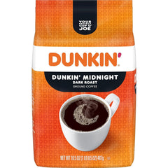 Dunkin' bag front view showing brand and midnight roast for easy identification