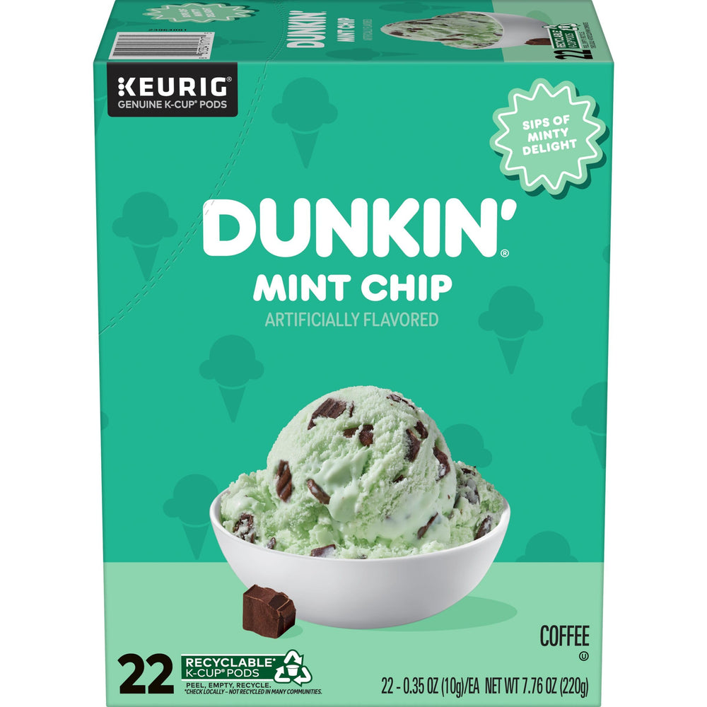 Dunkin' front box showing Mint Chip flavor and 22-count convenience