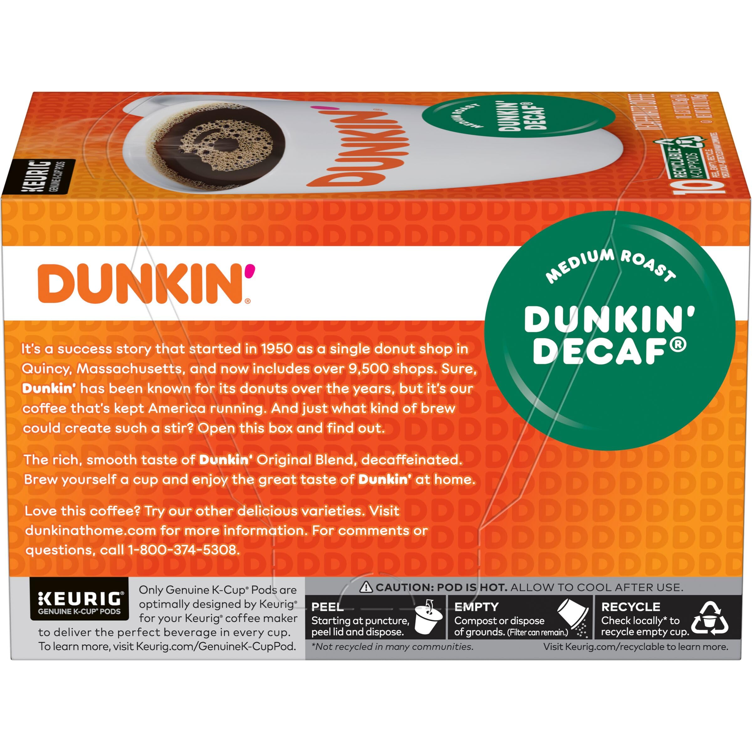 Dunkin' package label with manufacturer info and product details