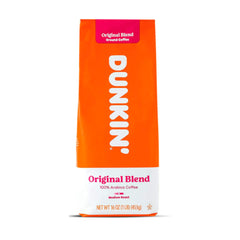 Dunkin' 16 oz bag front packaging showing brand and blend for reliable everyday flavor