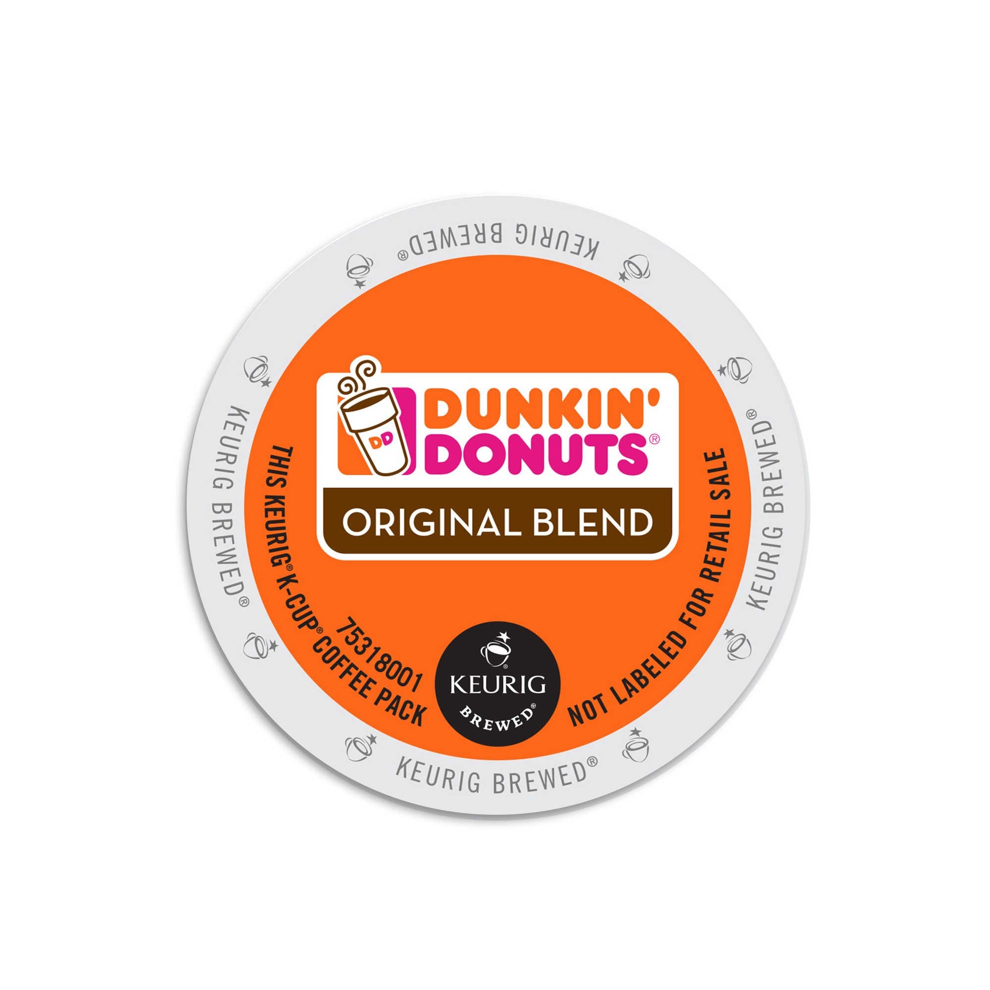 Dunkin' front packaging shot showing pods and convenient 96-count supply