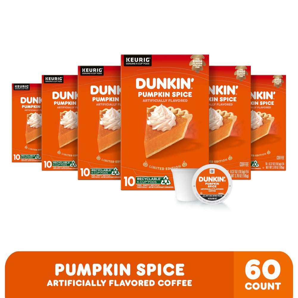 Dunkin' brewed pumpkin spice cup, top view showing crema and inviting warm aroma