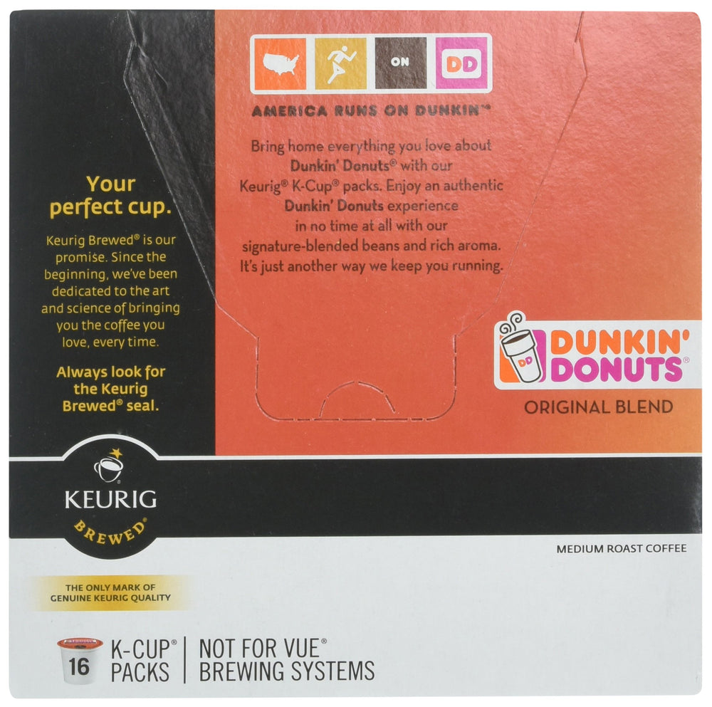 Dunkin' K-Cup next to standard mug showing portion size and quick brewing