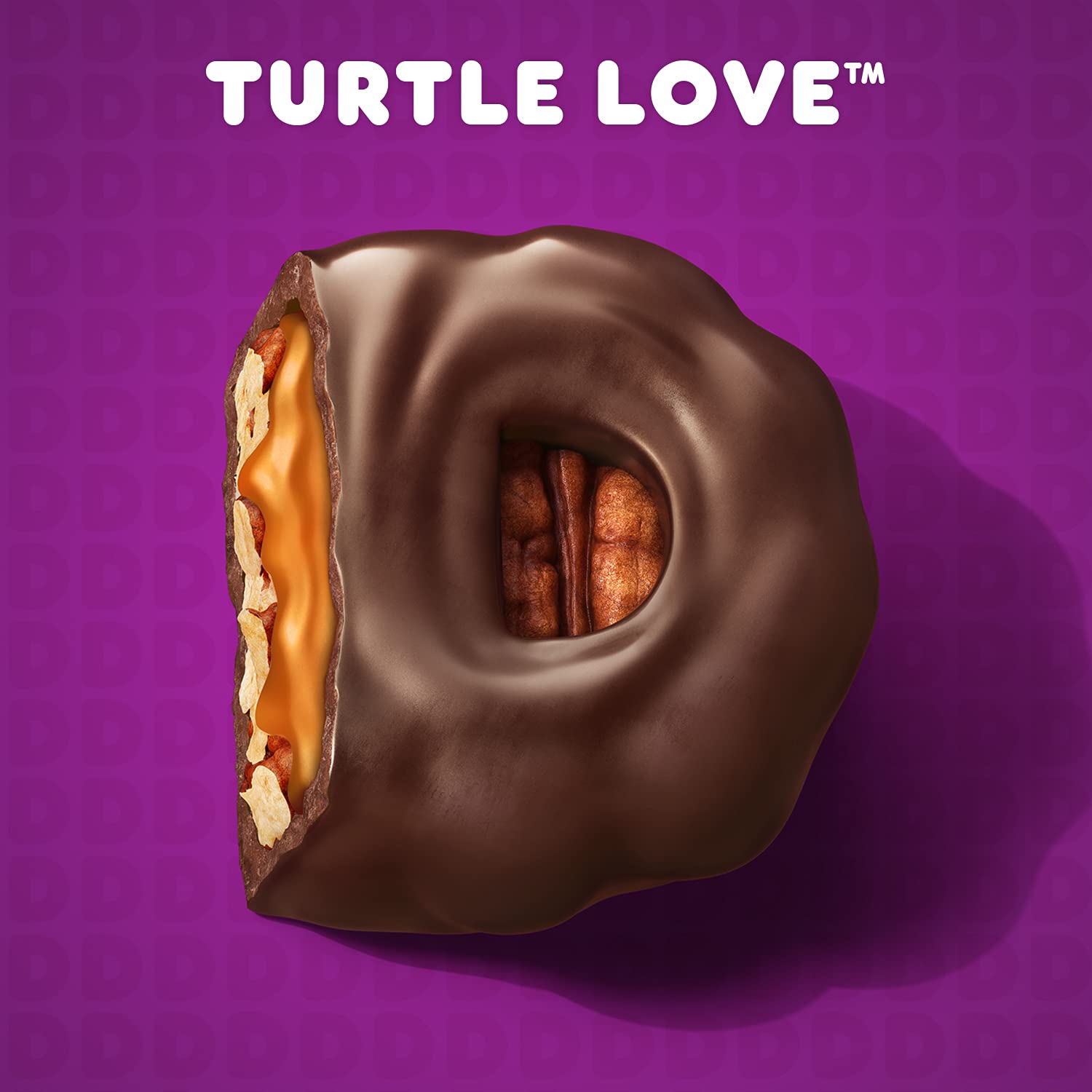 Dunkin' ingredients styled shot with caramel pecans and chocolate suggesting taste notes