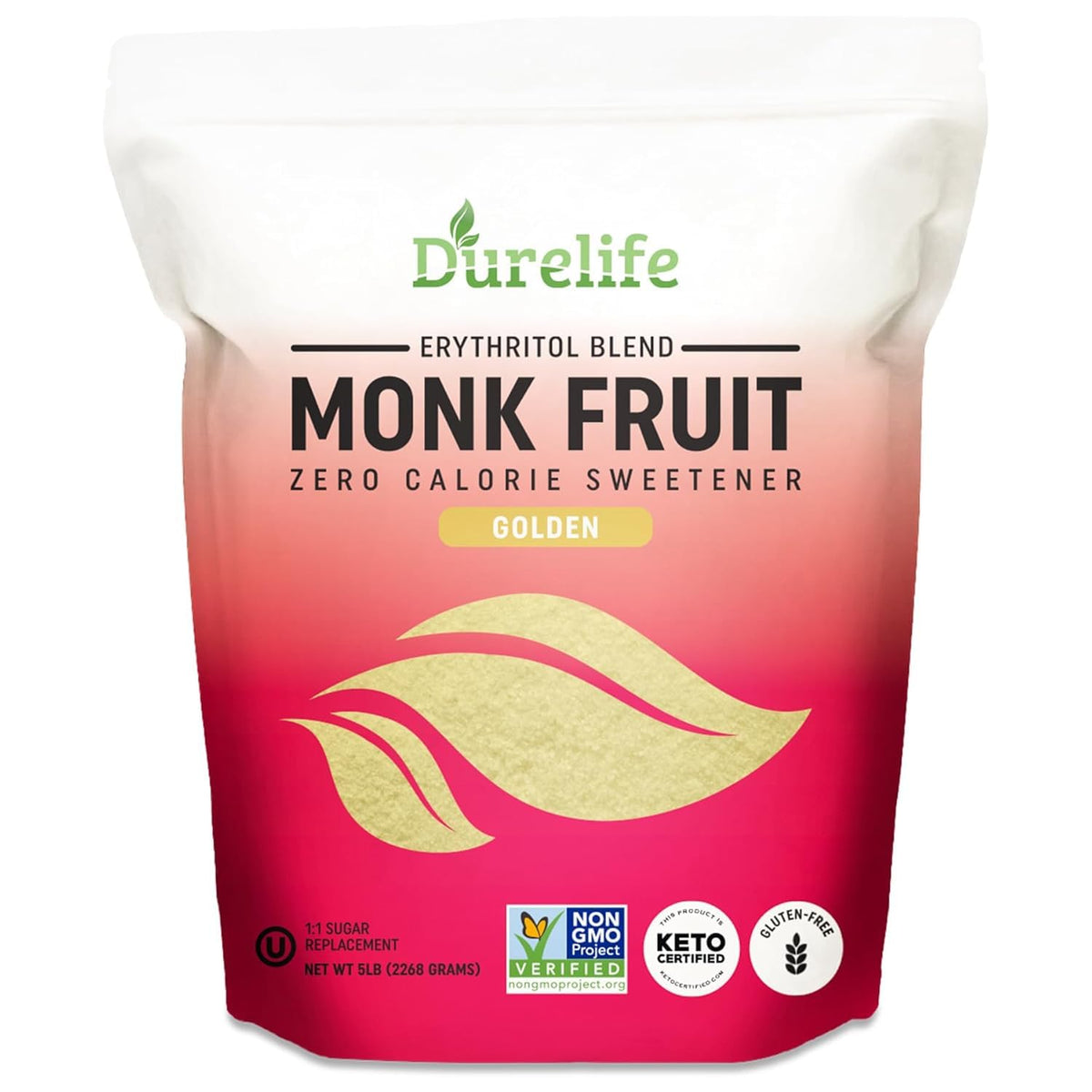DureLife golden front packaging showing product and benefit of sugar replacement