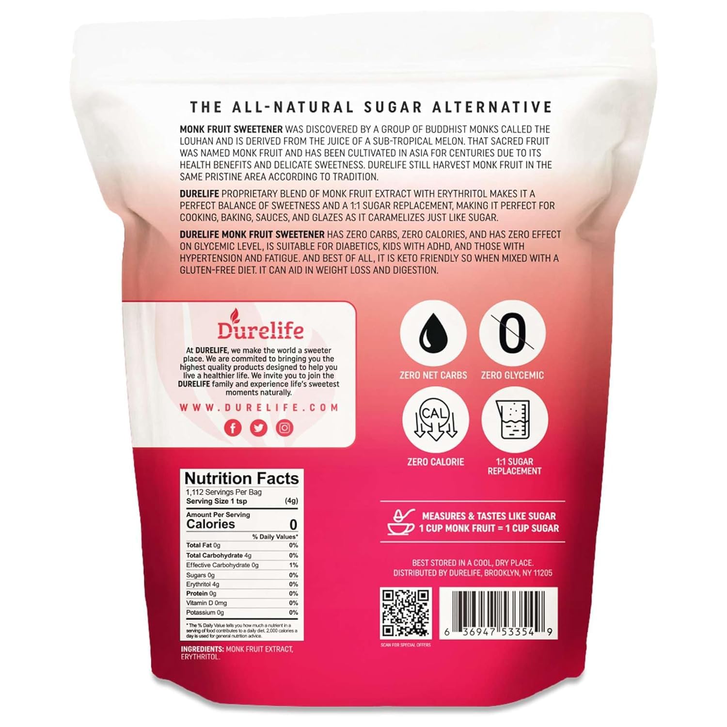 DureLife close-up granules texture illustrating sugar-like grain and baking ease