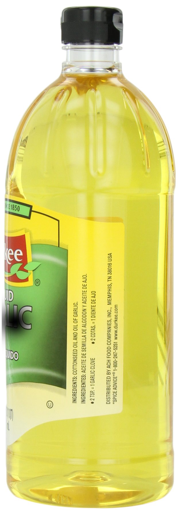 Durkee liquid garlic pouring closeup demonstrating easy pour and quick seasoning