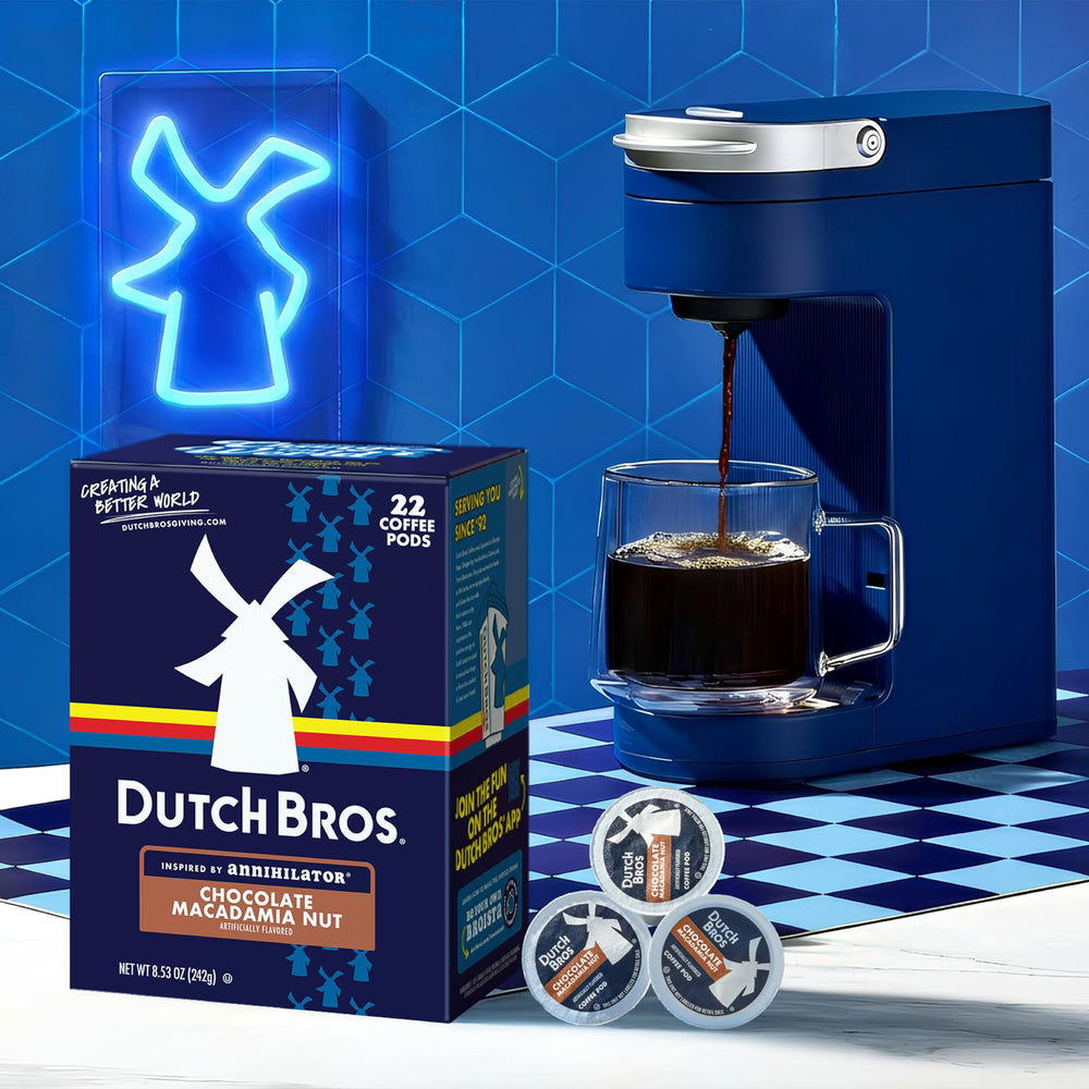 Dutch Bros brewed cup showing crema and nutty chocolate aroma
