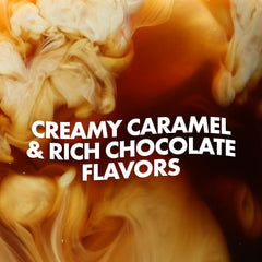 Dutch Bros bottle close-up label with caramel mocha text and clear product information