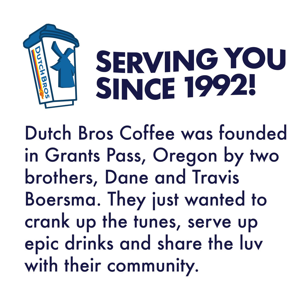 Dutch Bros packaging back label showing content details and ingredient transparency