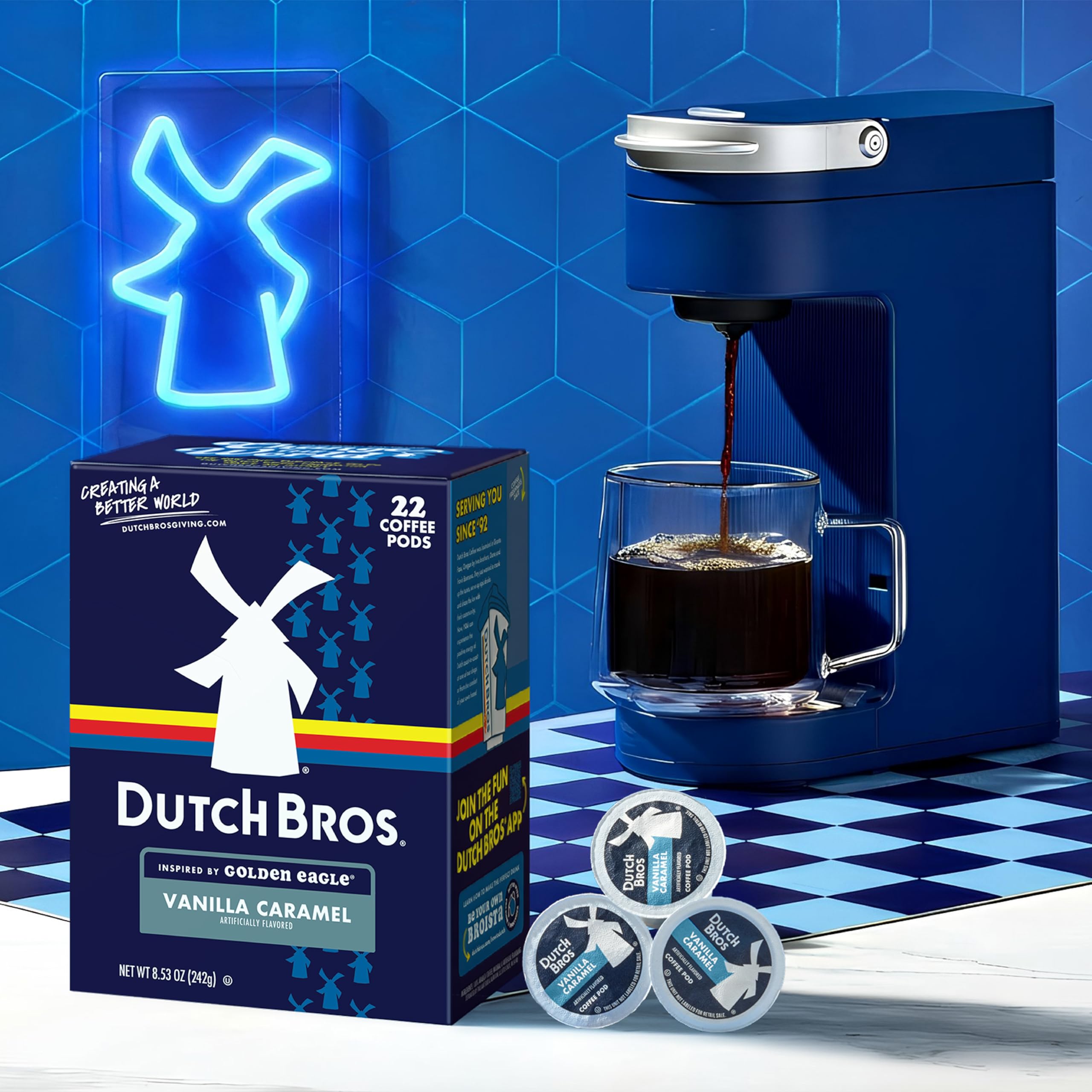 Packaging label of Dutch Bros pods displaying flavor and roast clarity