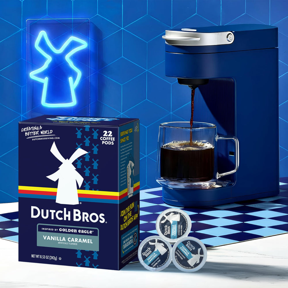 Packaging label of Dutch Bros pods displaying flavor and roast clarity