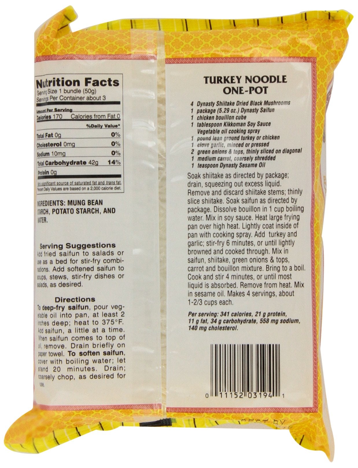 Dynasty saifun drained noodles in bowl showing silky texture and easy recipe use