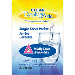 DYSPHAGIAIDE front packet showing branding and single-serve convenience