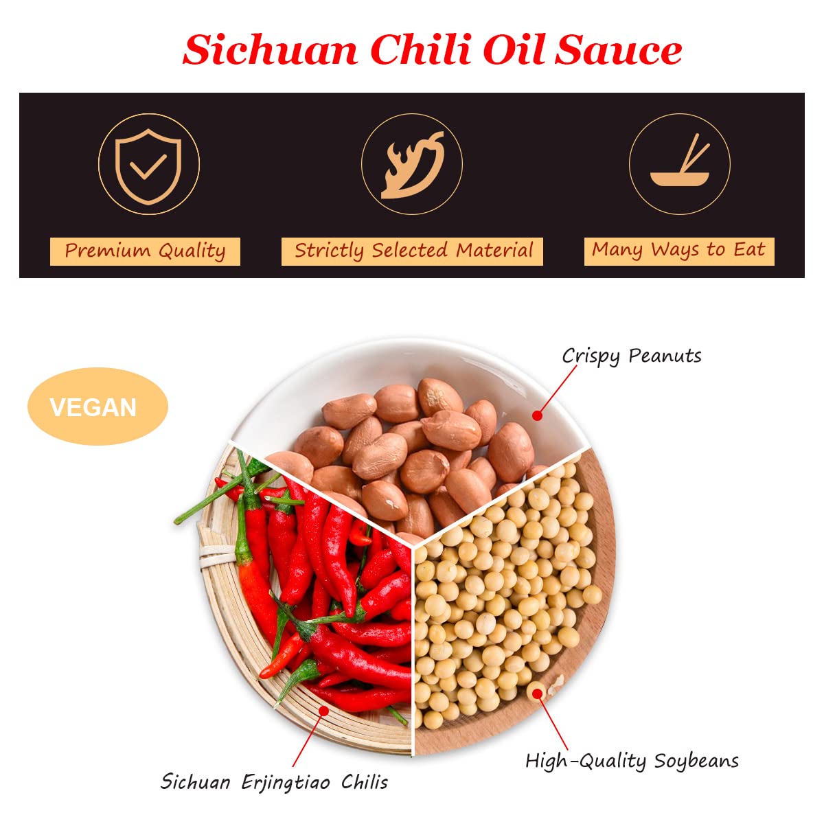 EAPC spoon of chili crisp over steamed rice demonstrating quick flavor boost and convenient use
