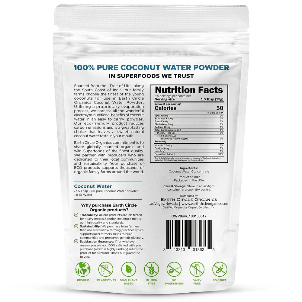 Earth Circle Organics fine coconut powder texture close-up for easy mixing