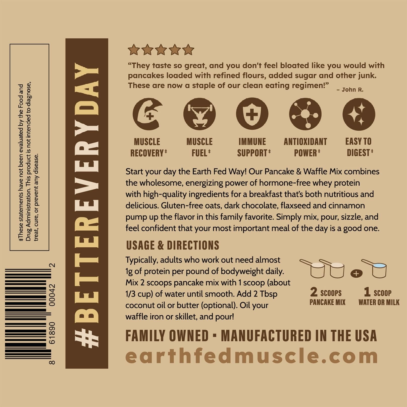 Earth Fed Muscle breakfast table with pancakes, fueling active mornings