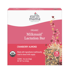 Earth Mama front packaging showing cranberry almond bars and branding benefit convenience