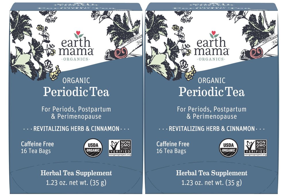 Earth Mama front packaging showing 32 tea bags and organic label, clear product benefit