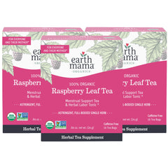 Earth Mama front packaging showing 48 organic teabags and clear labeling benefits