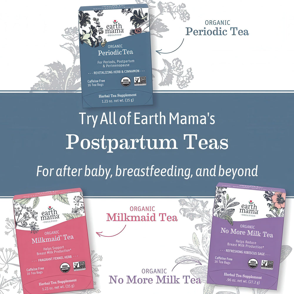 Earth Mama lifestyle image of expectant mother sipping tea showing calming self-care benefit
