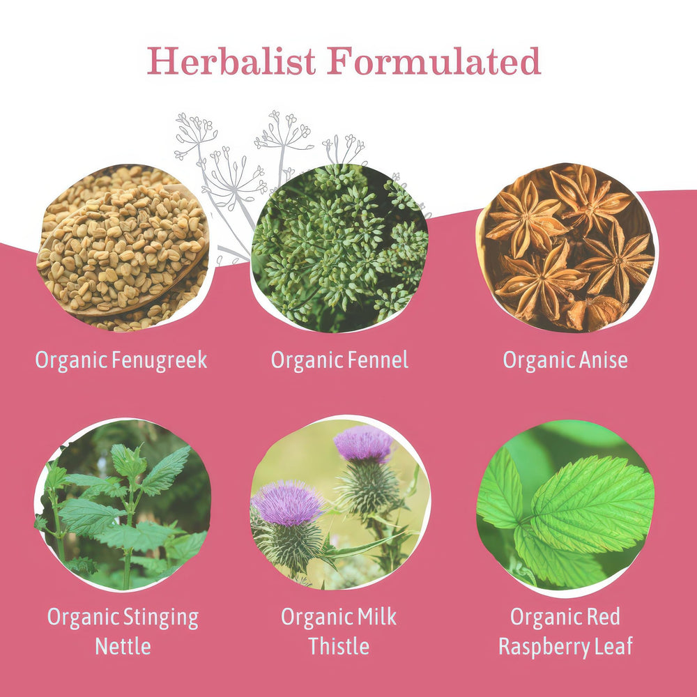 Earth Mama loose herbs texture showing fenugreek and fennel for balanced blend