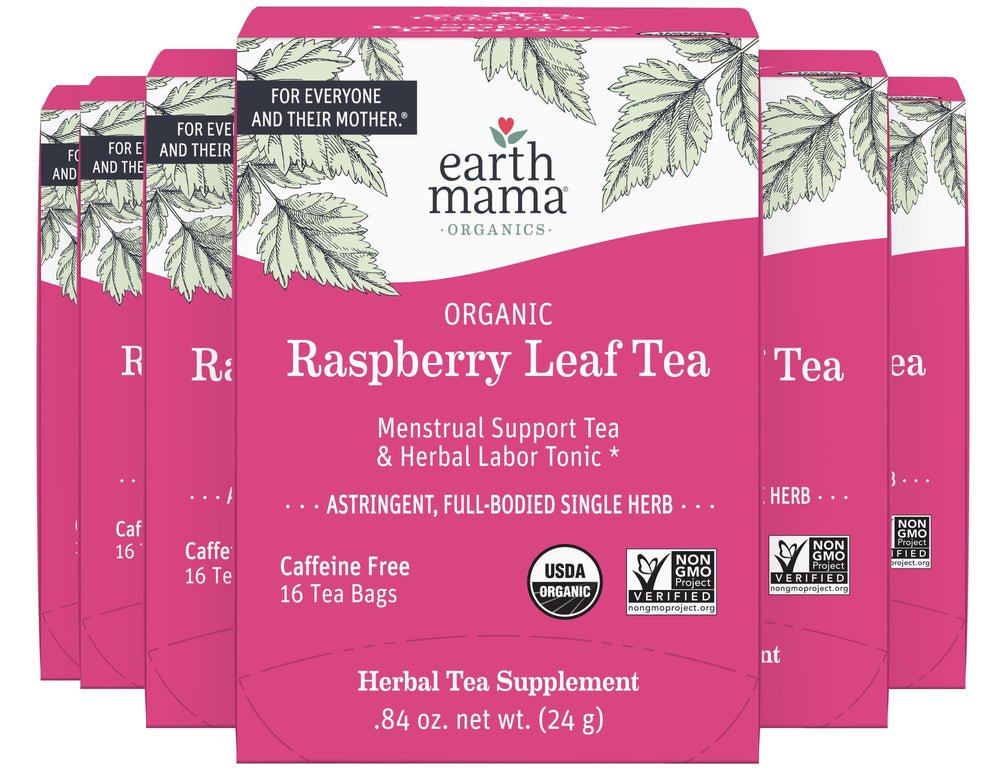 Earth Mama front packaging showing 96 teabags and clear labeling benefit convenience