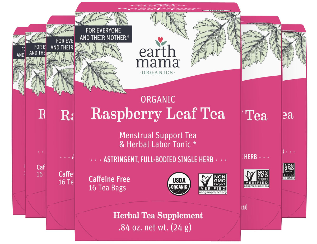 Earth Mama front packaging showing 96 teabags and clear labeling benefit convenience