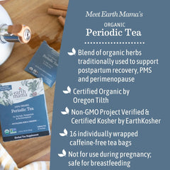 Earth Mama tea bag close-up emphasizing sealed bag and convenient single-serve brewing