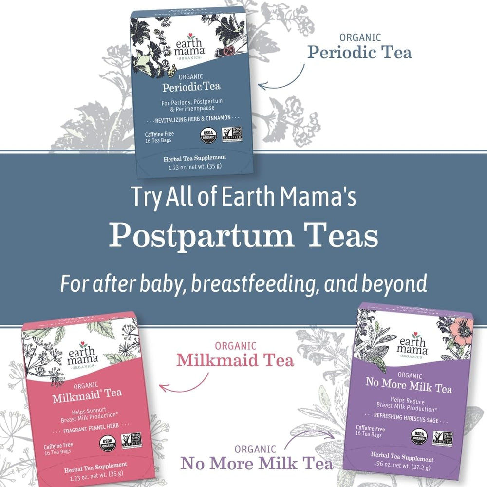 Earth Mama tea bag label detail showing certified organic and kosher