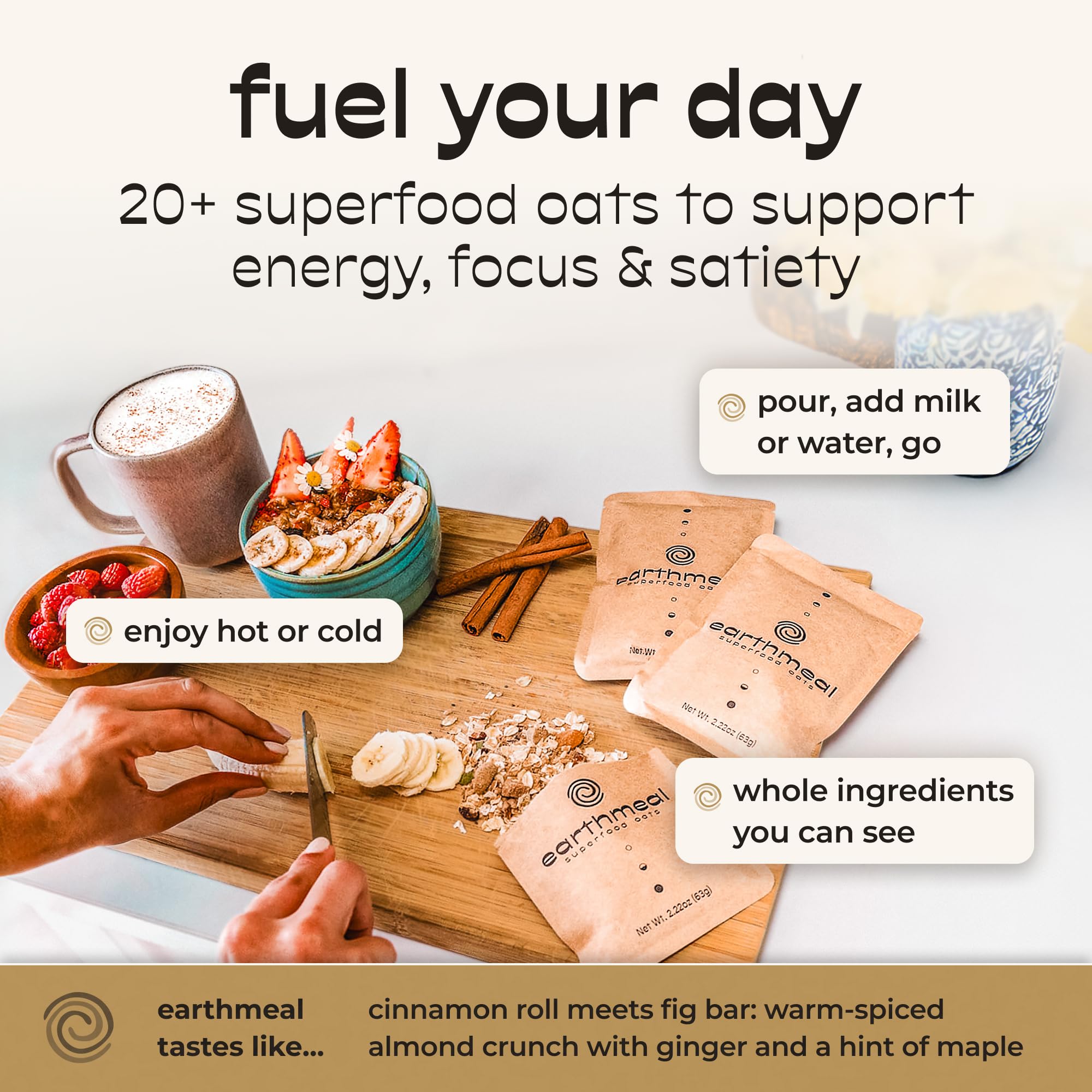 earthmeal prepared bowl of overnight oats ready to eat, illustrating convenience