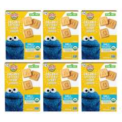 Earth's Best box front view showing vanilla letter cookies and organic badge for trust