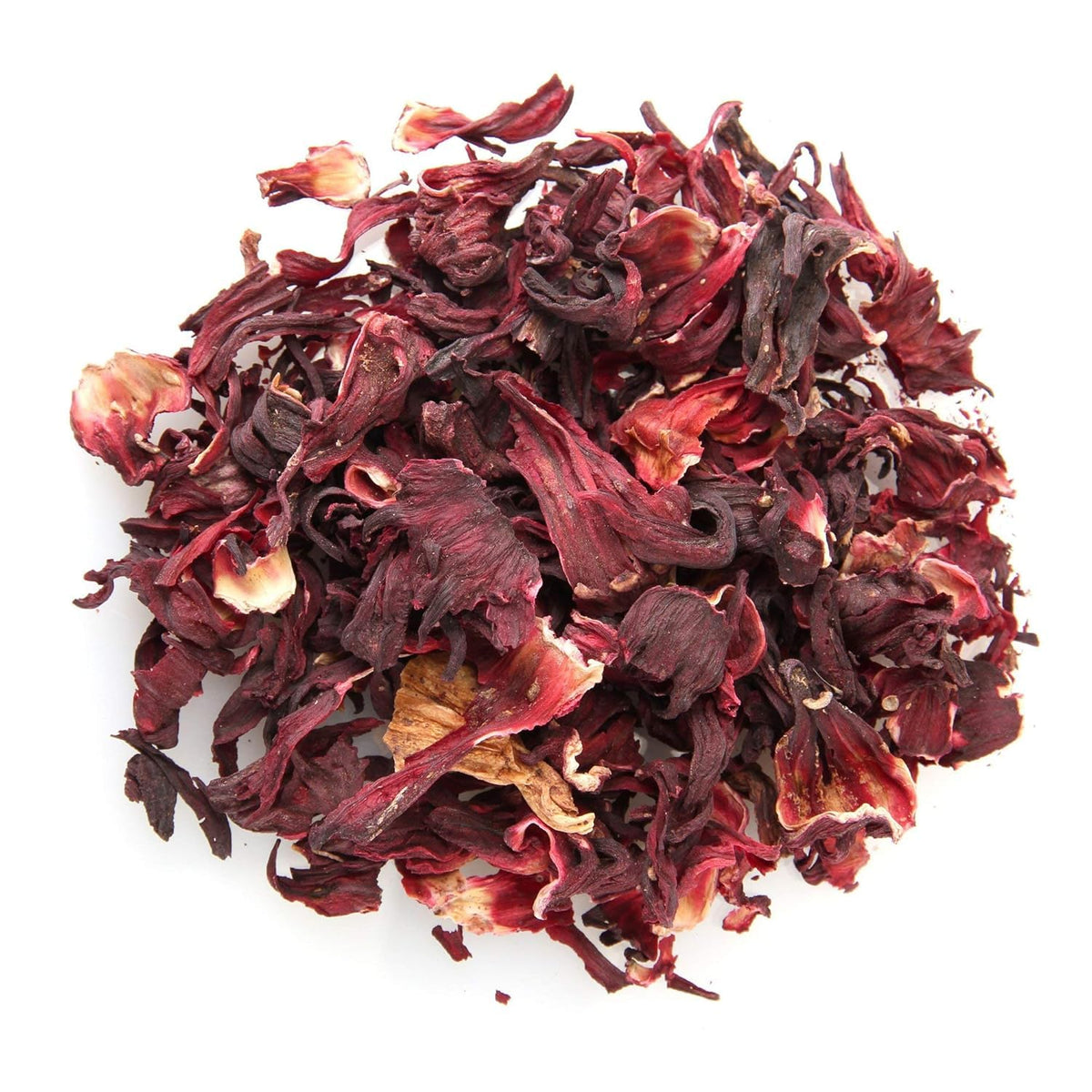 EarthWise Aromatics front packaging of 1 lb organic hibiscus showing label and weight, clear product benefit