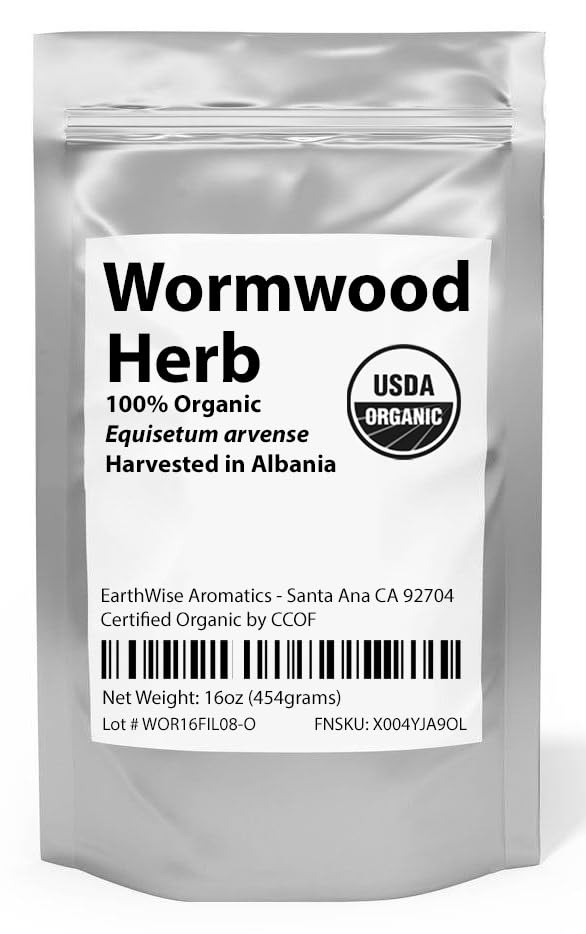 EarthWise Aromatics wormwood beside measuring scoop for scale and accurate recipe portions