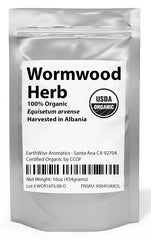 EarthWise Aromatics wormwood beside measuring scoop for scale and accurate recipe portions