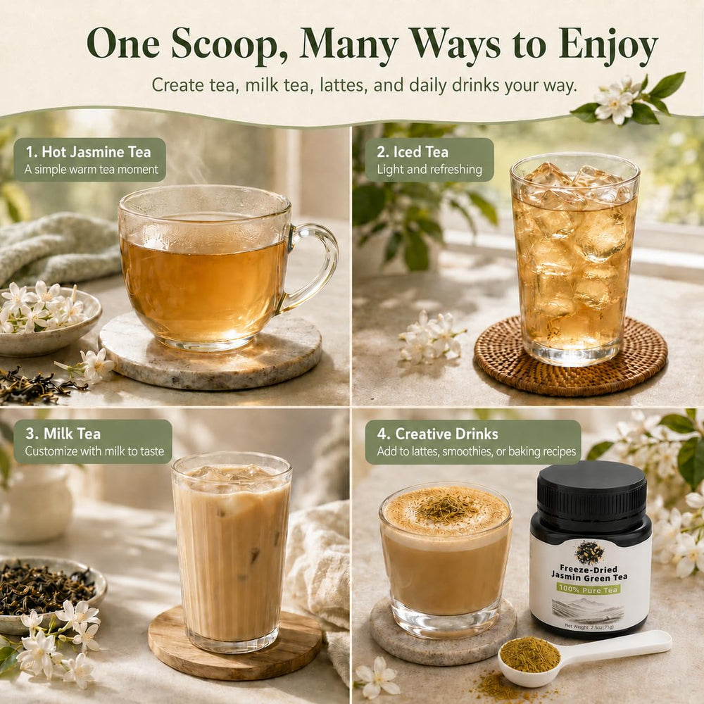 EAST NATURHUS iced jasmine tea in glass, chilled and refreshing beverage idea