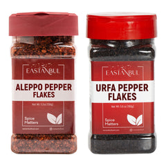 Eastanbul front packaging showing both Aleppo and Urfa peppers for authentic flavor