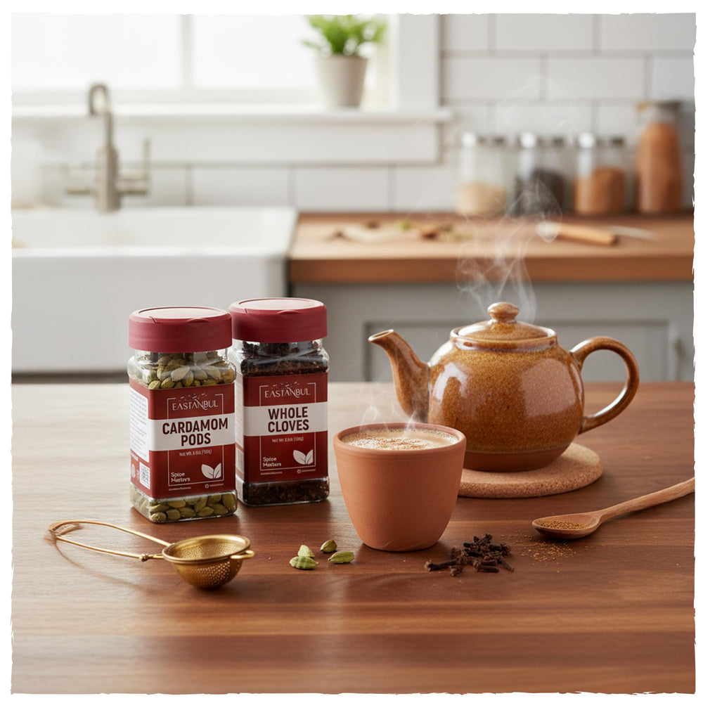 Eastanbul measuring spoons beside spices illustrating accurate portioning