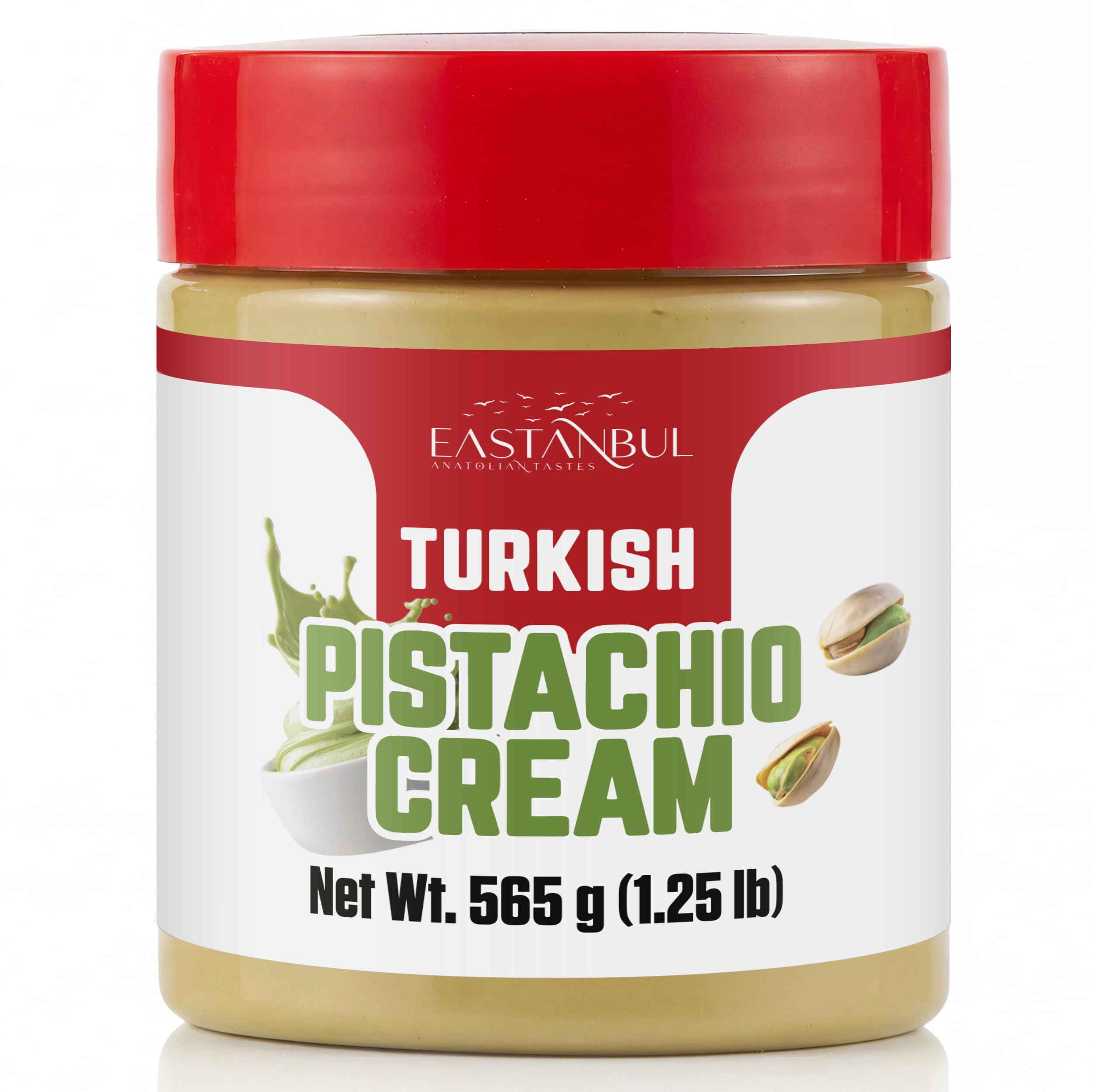 Eastanbul jar front view showing premium pistachio cream and brand appeal