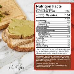 Eastanbul pistachio cream on spoon highlighting smooth spreadability benefit